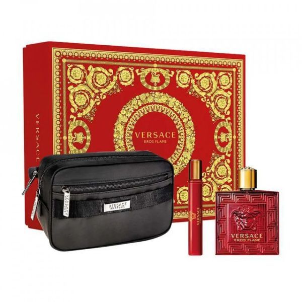 Versace Eros Flame Set (Apa de Parfum 100ml + Apa de Parfum 10ml + Geanta)