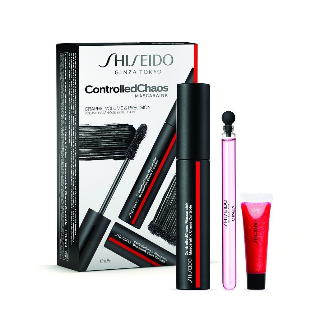 Shiseido Graphic and Precision Set (Mascara Controlled Chaos Black Pulse 11.5ml + Ginza Apa de Parfum 4ml + Luciu de Buze 07 Red 2ml)