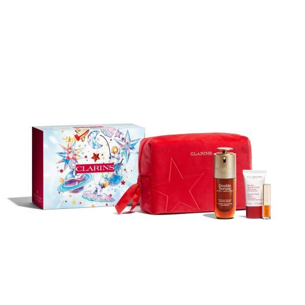 Clarins Set (Double Serum 50ml + Crema Beauty Flash Balm 15ml + Ulei de Buze Lip Comfort Oil)