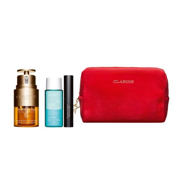 Clarins Set (Double Eye Serum 20ml + Demachiant Eye Makeup Remover 30ml + Mascara) 