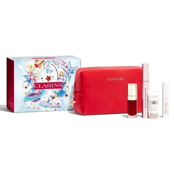 Clarins Set (Mascara Wonder Perfect 8ml + Lip Comfort Oil 7ml + SOS Primer 5ml + Mascara SOS Lashes Serum 3ml)