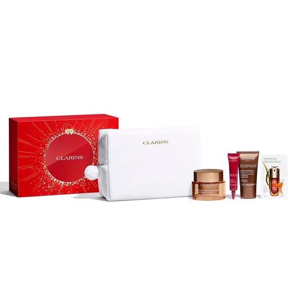 Clarins Extra-Firming Set (Crema de Zi 50ml + Crema de Noapte 15ml + Eye Lift Ser 7ml + Double Serum 0.9ml + Pouch)