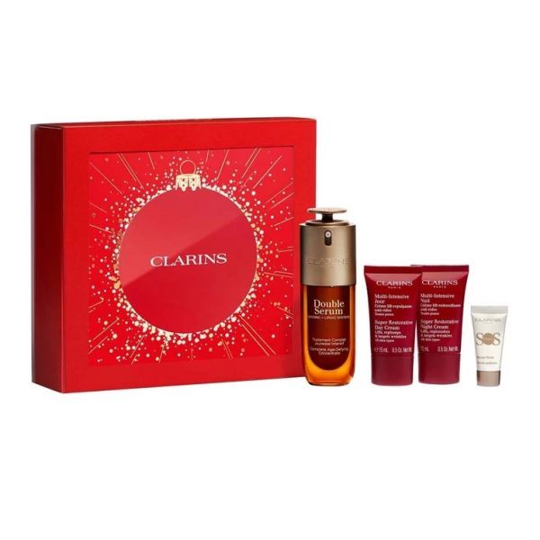 Clarins Set (Double Serum 50ml + Super Restorative 15ml + Super Restorative Crema de Noapte 15ml + SOS Primer 5ml)