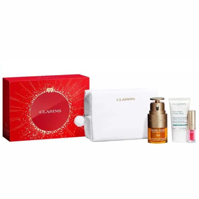 Clarins Set (Double Eye Serum 20ml + Demachiant Eye Makeup Remover 30ml + Mascara) 