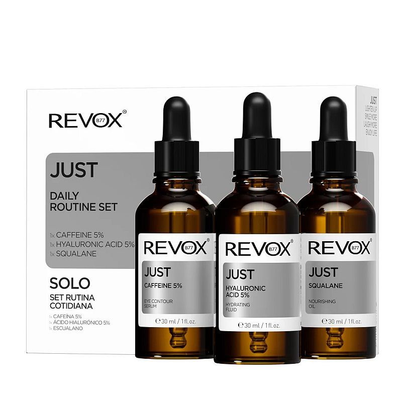 Revox Just Daily Routine Set (Just Caffeine 5% + Just Hyaluronic Acid 5% + Just Squalane)