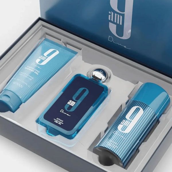 Afnan 9AM Dive Set (Apa de Parfum Unisex 100ml + Gel de dus 150ml + Deodorant spray 150ml) 1
