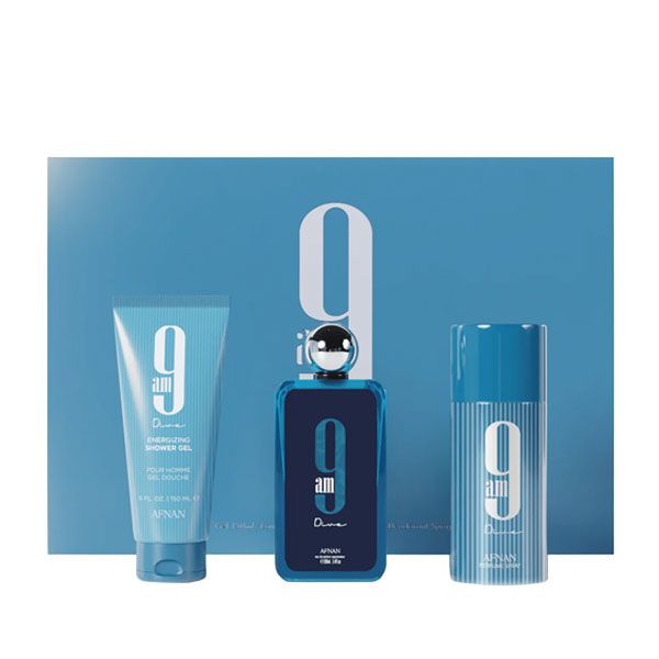 Afnan 9AM Dive Set (Apa de Parfum Unisex 100ml + Gel de dus 150ml + Deodorant spray 150ml)