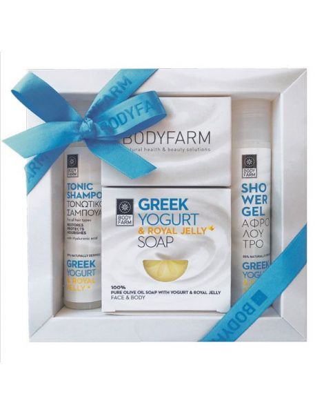 Bodyfarm Set Iaurt Grecesc Mini (Gel de Dus 50ml + Sampon 50ml + Sapun 150g)
