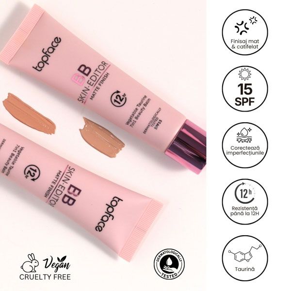 Topface BB Skin Editor Matte Finish Beauty Balm SPF 15 Beneficii