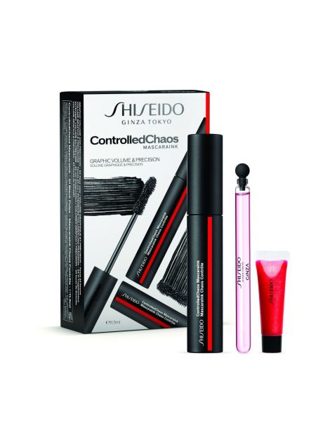 Shiseido Graphic and Precision Set (Mascara Controlled Chaos Black Pulse 11.5ml + Ginza Apa de Parfum 4ml + Luciu de Buze 07 Red 2ml)
