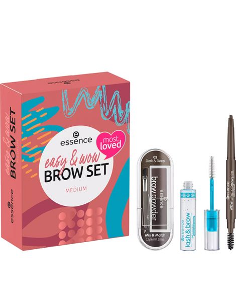 Essence Set Easy&Wow Brow (Set Sprancene 02 + Lash&Brow Gel Mascara + Creion de Spracene Eyebrow Pen WTP 03)